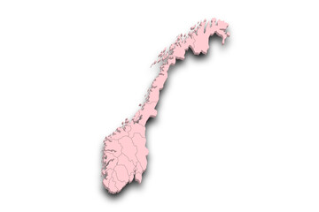 3d Map of Norway country with counties, City and color. Norway map, Norge, noreg, No