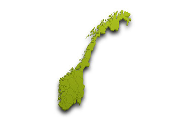 3d Map of Norway country with counties, City and color. Norway map, Norge, noreg, No