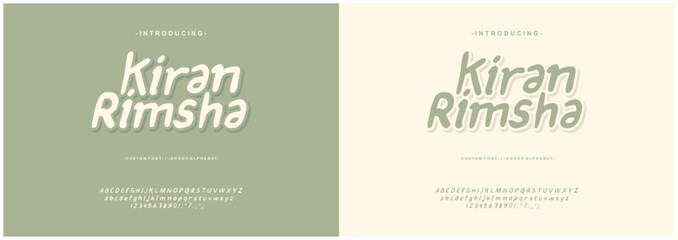 Alphabet Font Kiran Rimsha typeface font script style  lettering stylish Uppercase, Lowercase, and Number. 
Font hand-drawing Vector illustration lettering stylish  