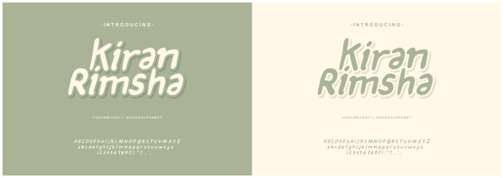 Alphabet Font Kiran Rimsha typeface font script style  lettering stylish Uppercase, Lowercase, and Number. 
Font hand-drawing Vector illustration lettering stylish  