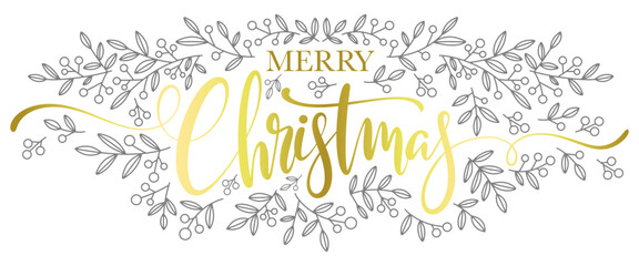 Merry christmas text. Vector handwritten holiday lettering. Merry Christmas calligraphy text. Vector eps
