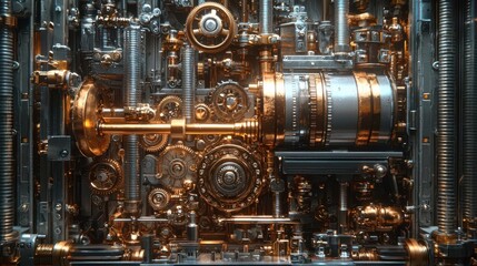 Fototapeta premium 3D printer creating objects with steampunk machine aesthetics