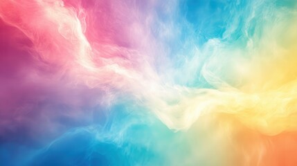 Abstract Colorful Smoke Background with Vibrant Gradient Hues of Pink, Blue, Yellow, and White in a Dreamy, Ethereal Design