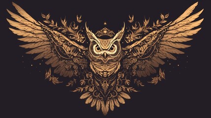 Ornate owl vector artwork Elegant illustration suitable for design apparel stickers and tattoo applications