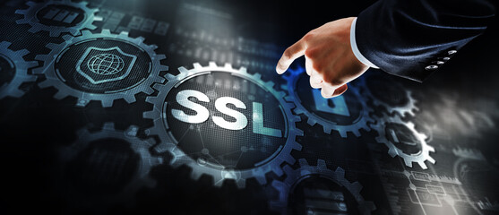 SSL Secure Sockets Layer concept. Secured communications concept