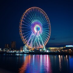 Obraz premium Big Ferris Wheel in Odaiba Tokyo Japan