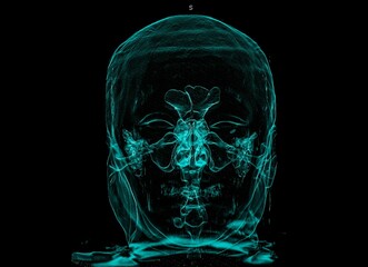 Upper airway, CT scan ,3d  head ct scan 
 Coloured 3D computed tomography (CT) scan of the normal...