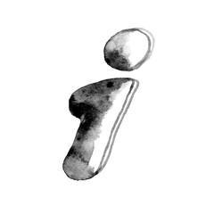 Lowercase 'i' in black and white watercolor with fluid gradients and organic shapes. Ideal for creative typography, branding, and modern design projects.
