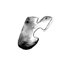 Lowercase 'r' in black and white watercolor with flowing lines and soft gradients. Suitable for creative typography, minimalist branding, and modern design.