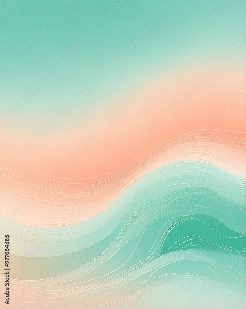 Wall mural Blended gradient of peach and mint tones