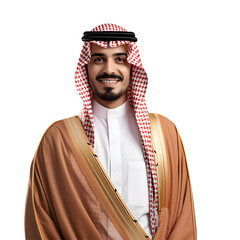 Obraz premium Young Man Entrepreneur. Arabian BusinessMan Smiling At Camera Crossing Hands On transparent background