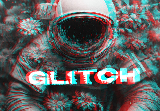 Glitch Photo Effect Mockup