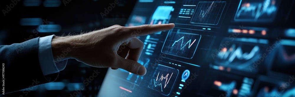 Poster hand interacting with data visualization