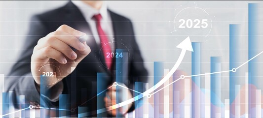 Financial background, economic growth 2023-2025. Abstract background