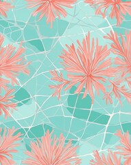 Coral to mint pastel plaid pattern