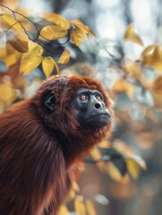 Fototapeta premium Portrait of a Tropical Howler Monkey, Close Up in Natural Surroundings