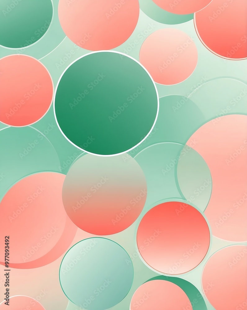 Poster Pastel gradient of coral and green circles