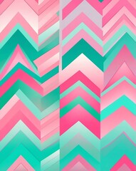 Pastel gradient of pink and mint zigzags