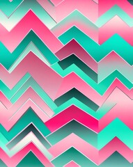 Pastel gradient of pink and mint zigzags