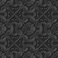 A decorative seamless pattern featuring intricate designs in shades of gray.