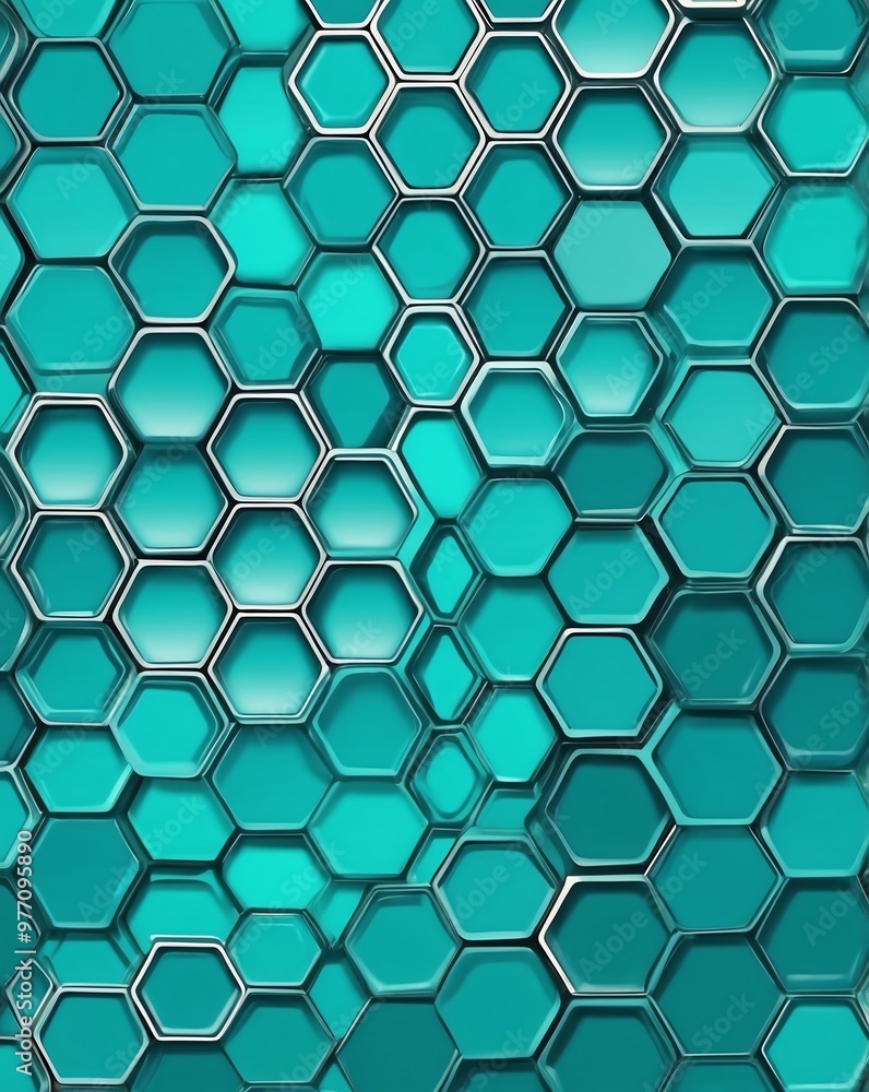Aufkleber smooth gradient honeycomb pattern with teal tones