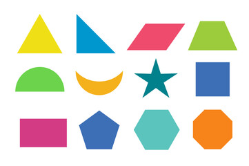 Geometric shapes colorful outline collection diagram element for education and business. 