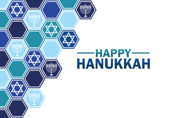 Happy Hanukkah wallpaper with shapes and typography, banner, card, poster, template. Happy Hanukkah, background