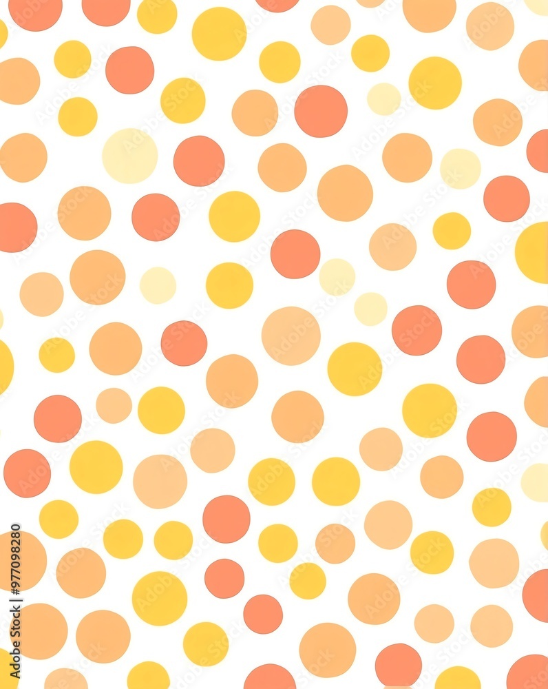 Canvas Prints Smooth pastel yellow and coral polka dots