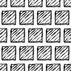 Aesthetic printable seamless pattern with abstract line, dot, shape brush stroke in black and white colors. Boho background in minimalist style vector Illustration for wallpaper fabric