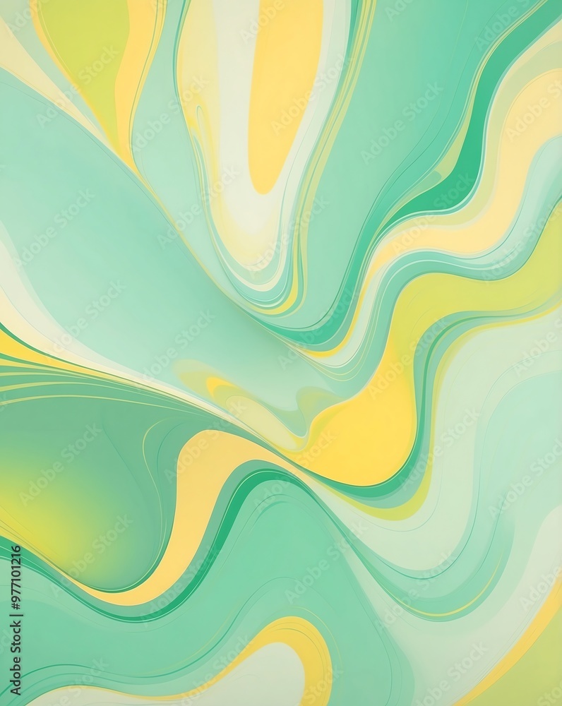 Wall mural subtle pastel green and yellow abstract design