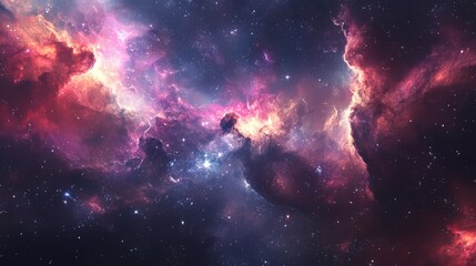 Fototapeta premium An expansive deep space scene featuring swirling cosmic clouds and vibrant colors, showcasing the beauty and mystery of the universe.