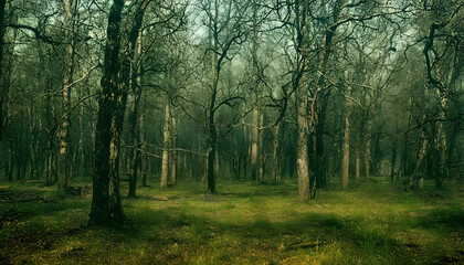 Naklejka premium the green forest Generative AI