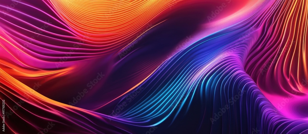 Poster 3d rendering of abstract neon lines elegant background vibrant wallpaper