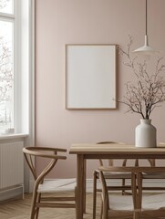 Modern Living Room with Light Pink Wall