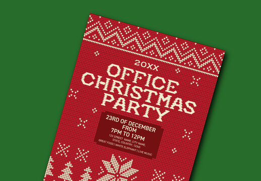 Red and White Christmas Party Poster
