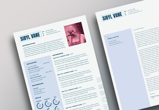 Blue and Pink Minimal Resume
