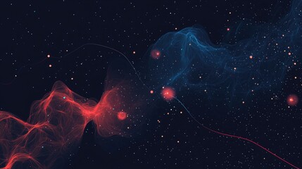 Plasma Mass With Red And Blue Lines And Energy Molecules Dark Cloud In Space With Star Glow Science Galaxies And The Universe