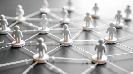 abstract representation of a human network connected by strings