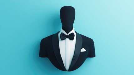 Abstract Background Of A Gentleman In A Tuxedo Suit 3D Realistic Illustration