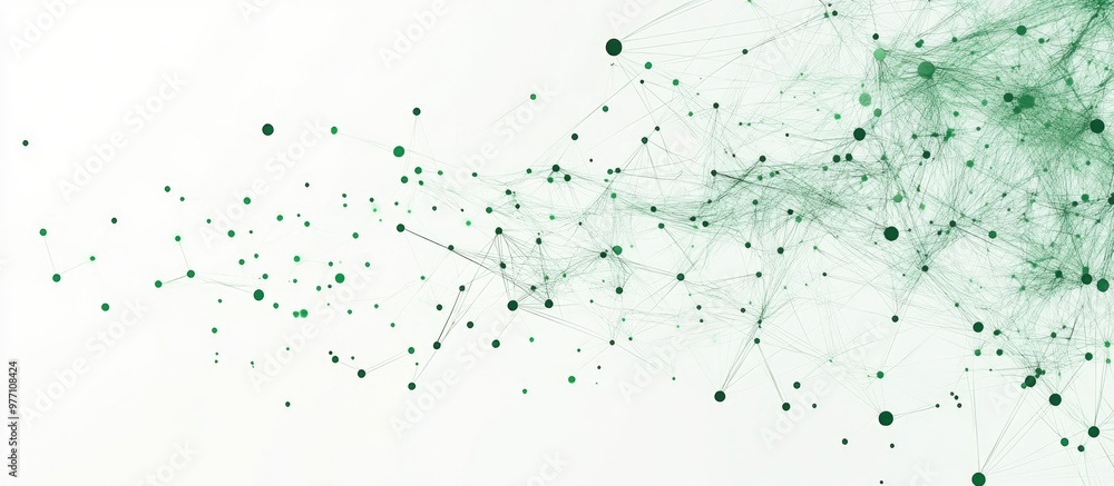 Aufkleber abstract green network background with nodes and connections