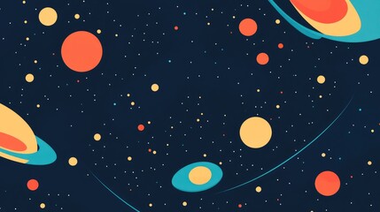 Cosmic Galaxy Background Space Scene With Dark Night Sky Sci Fi Solar System With Nebula And Planets