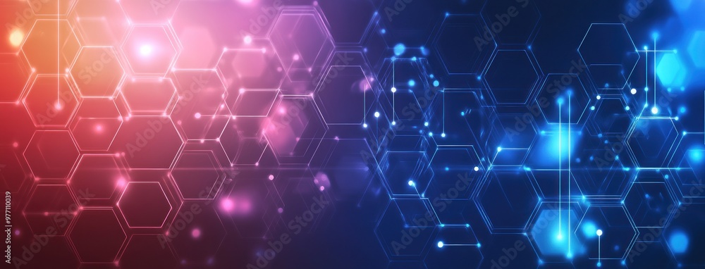 Aufkleber abstract technology background with hexagons and glowing lights