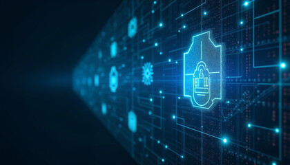 Obraz premium blue binary background