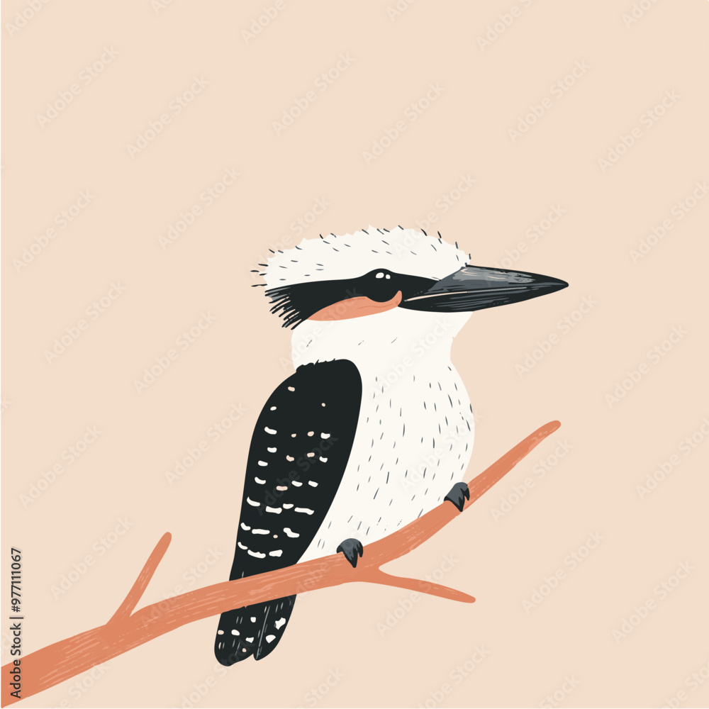 Canvas Prints Stylized Illustration of a Kingfisher on a Branch