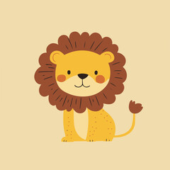 Cute Vector Lion Character with Playful Expression