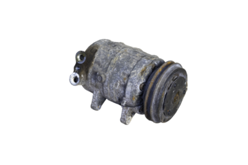 Old car air conditioning compressor on whitebackground with clippingpath,isolation