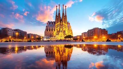 Striking Modern Architecture of the Iconic Sagrada Familia in Barcelona Spain 