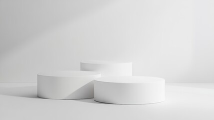 3D Minimalist Podium Scene with White Background. Modern Design and Simplicity in 3D Rendering, Showcase, Stand, Platform Concept.