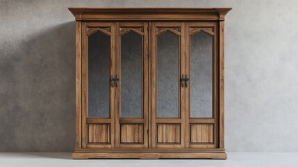 Obraz premium Antique oak wardrobe with mirrored doors,
