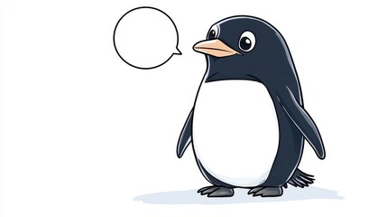 Cartoon penguin featuring a speech bubble